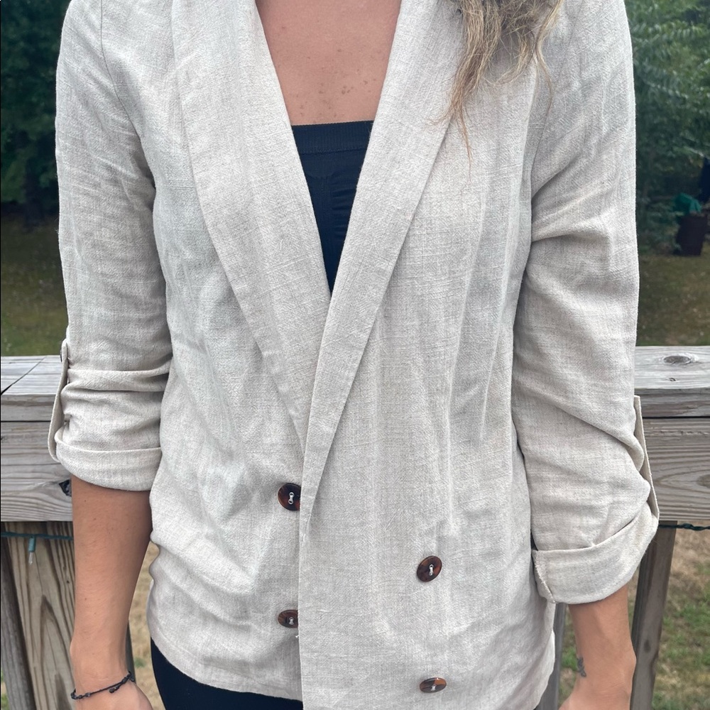 Beige linen suit jacket